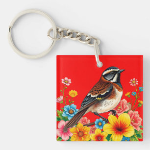 🐦 Floral Sparrow Garden Charm Gift 🐦 Key Ring
