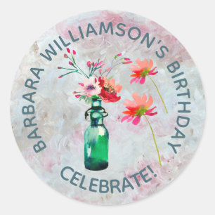 Floral Special Friend Birthday Party Invitation Classic Round Sticker