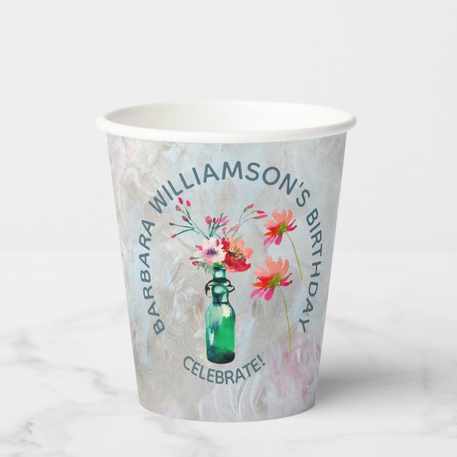 Floral Special Friend Birthday Party  Paper Cups (Front)