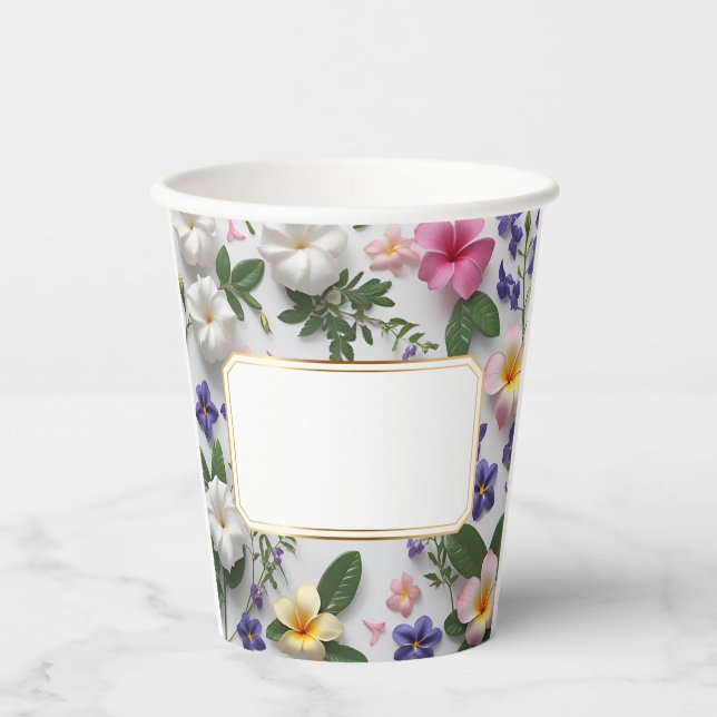 Floral Special Occasion Customisable  Paper Cups (Front)