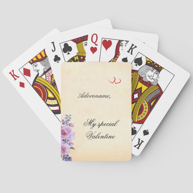 Floral Special Valentine - personal message Playing Cards (Back)