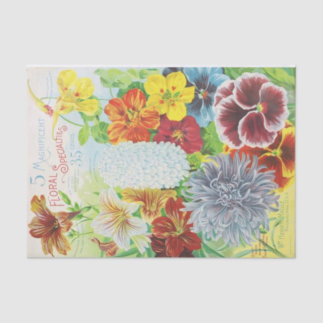 Floral Specialities  Vintage Print Tissue Paper (Front)