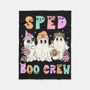 Floral Sped Boo Crew Halloween Ghost Special Ed Sp Fleece Blanket