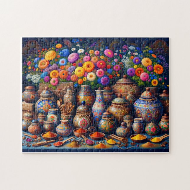 "Floral Spice Bazaar" Jigsaw Puzzle (Horizontal)