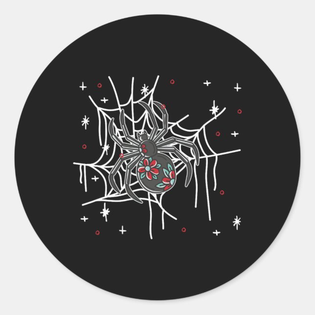 Floral Spider Web Lazy Halloween Costume Cute  Classic Round Sticker (Front)