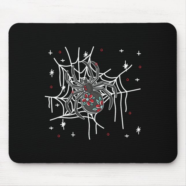 Floral Spider Web Lazy Halloween Costume Cute  Mouse Mat (Front)