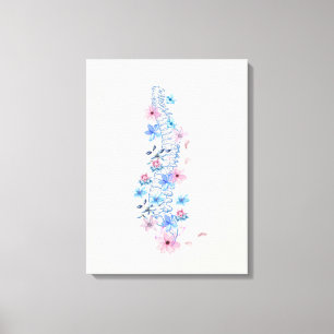 Floral spinal cord anatomy canvas print 