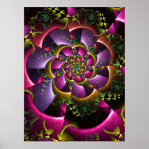 Floral Spiral Design Poster