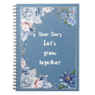 Floral Spiral Journal Blue Flower Notebook