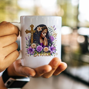 Floral Spiritual African American Praying Women Coffee Mug