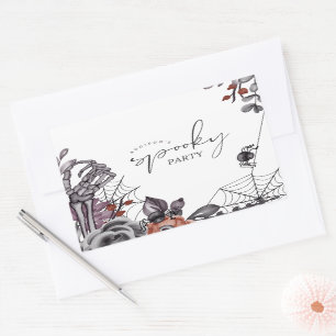 Floral Spooky Halloween Birthday Party Rectangular Sticker