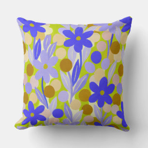 Floral Spots in retro green pattern Cushion