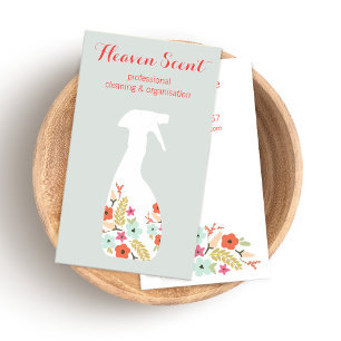 Floral Spray Bottle House Cleaning Business Card