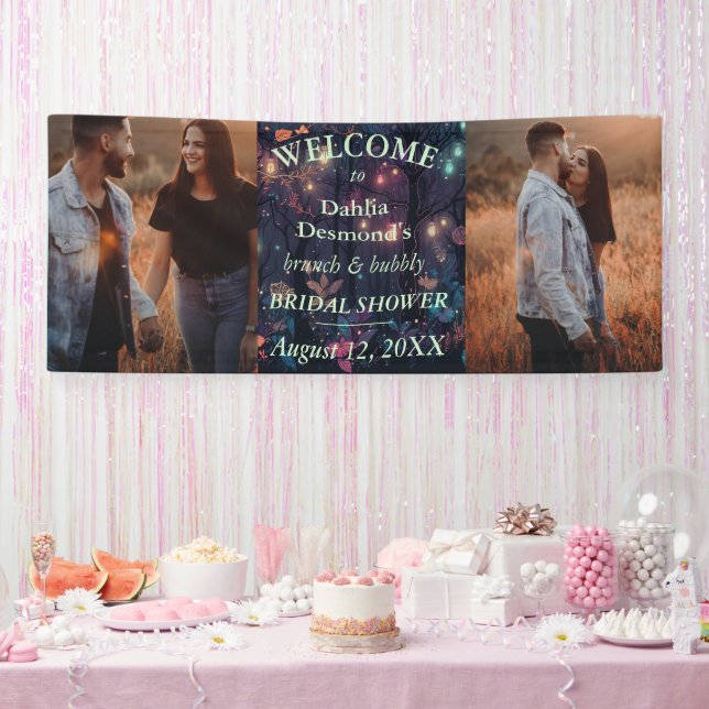 Floral Spray Brunch & Bubbly Bridal Shower Welcome Banner (Party)