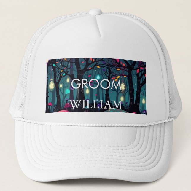 Floral Spray Fantasy Art GROOM Cap (Front)