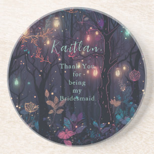 Floral Spray Fantasy Art Personalized Round Coaster