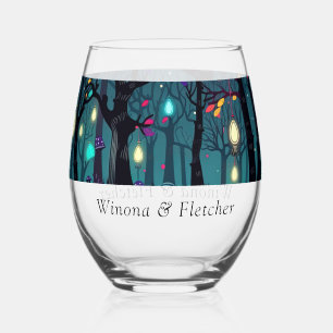 Floral Spray Fantasy Art Wine Glass