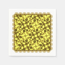 Floral Spray,Lace-GOLD-YELLOW DARK-PAPER NAPKINS