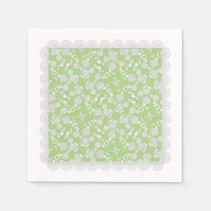 Floral Spray,Lace-WHITE-SPRING GREEN-PAPER NAPKINS