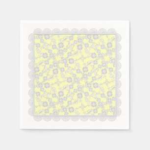 Floral Spray,Lace-WHITE-YELLOW LIGHT-PAPER NAPKINS