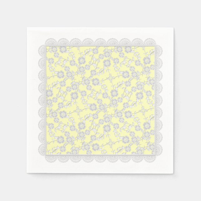 Floral Spray,Lace-WHITE-YELLOW LIGHT-PAPER NAPKINS (Front)
