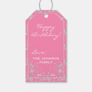Floral Spray-PINK-WHITE-GIFT TAGS