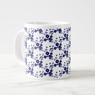 Floral Spray, S1-Blue-White-Jumbo Coffee Mug