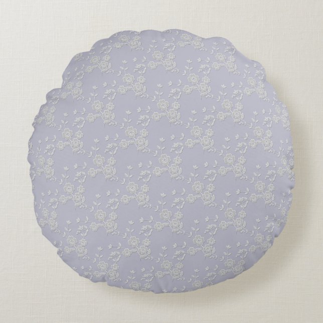 Floral Spray-S1-Purple-White-16in ROUND PILLOW (Front)