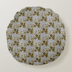 Floral Spray-S1-Silver-Gold-2-16in ROUND PILLOW