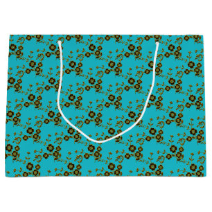 Floral Spray Style 1, AQUA-GOLD-GIFT BAG L