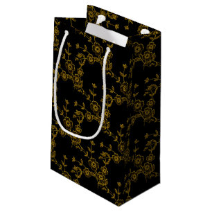 Floral Spray Style 1, Black-Gold-GIFT BAG s