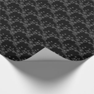 Floral Spray, Style 1-BLACK-SILVER-GIFT WRAPPING Paper