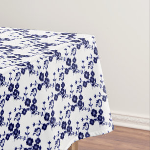 Floral Spray,Style 1-BLUE-WHITE-52x70-TABLE CLOTH