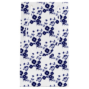 Floral Spray Style 1, Blue-White-GIFT BAG S