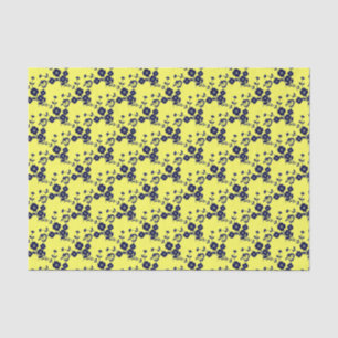 Floral Spray Style 1-BLUE-YELLOW Drk-TISSUE WRAP Tissue Paper