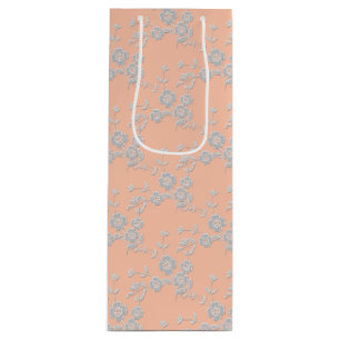Floral Spray Style 1, PEACH-WHITE-WINE GIFT BAG