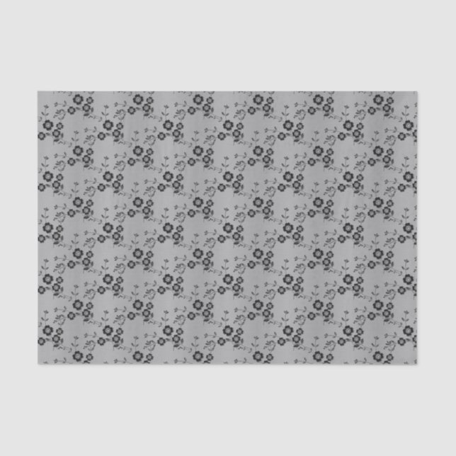 Floral Spray Style 1, Silver-TISSUE WRAPPING PAPER (Front)