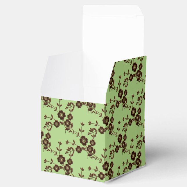 Floral Spray Style 1-Sprng Gr-Brown-SQ FAVOR BOXES (Opened)