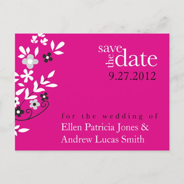Floral Spread - Save The Date Announcement Postcard (Front)