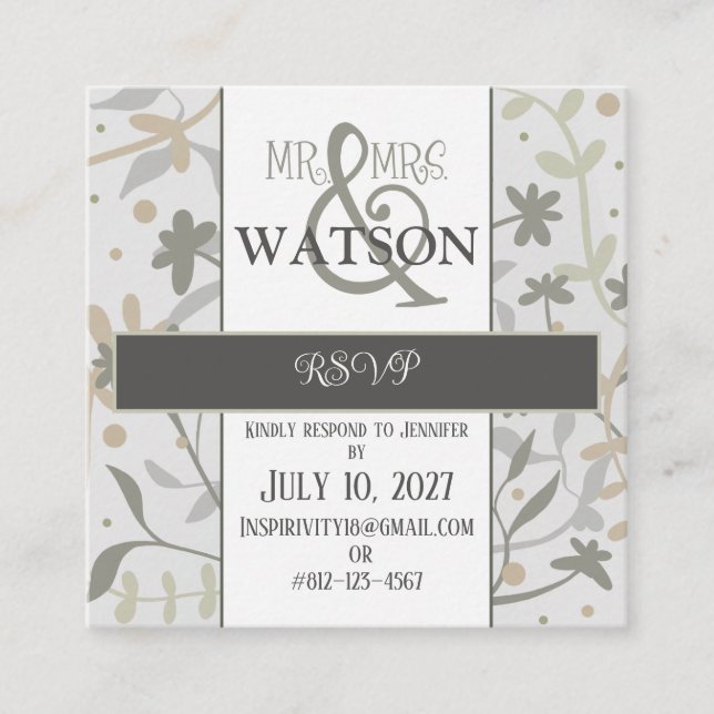 Floral Sprigs Modern Elegant Inspirivity RSVP Enclosure Card (Front)