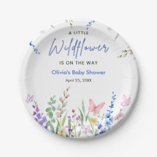 Floral Spring A Little Wildflower Baby Shower Paper Plate