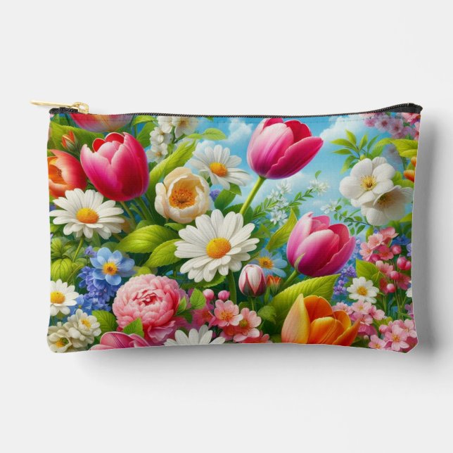 Floral/spring artwork  accessory pouch (Front)