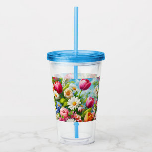 Floral/spring artwork acrylic tumbler
