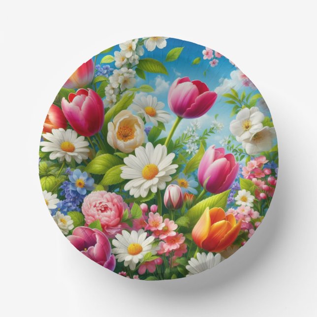 Floral/spring artwork  paper plate (Front)