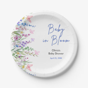 Floral Spring Baby in Bloom Baby Shower Paper Plate