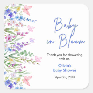 Floral Spring Baby in Bloom Baby Shower   Square Sticker