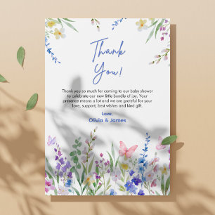 Floral Spring Baby in Bloom Baby Shower  Thank You Card
