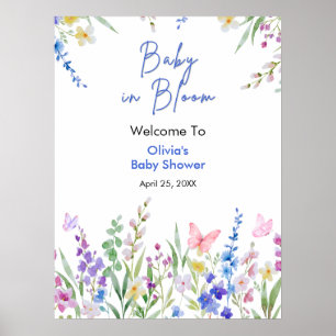 Floral Spring Baby in Bloom Baby Shower Welcome Poster