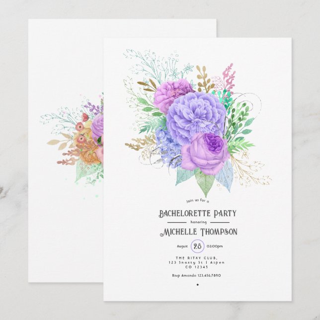Floral Spring Bachelorette Party Invitation (Front/Back)