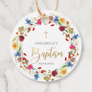 Floral Spring Baptism Thank You Favour Tags
